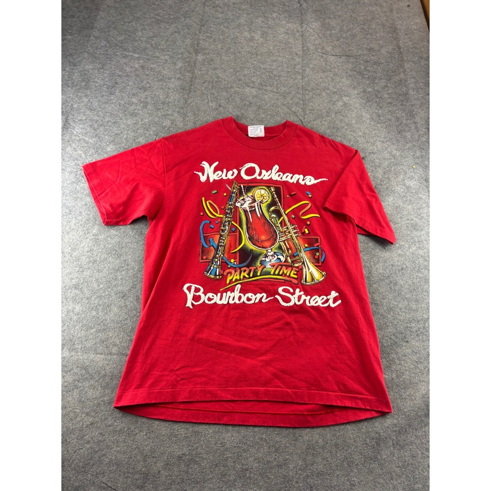 Vintage New Orleans Bourbon Street T Shirt Tee Jays Red XL Jazz Party Time